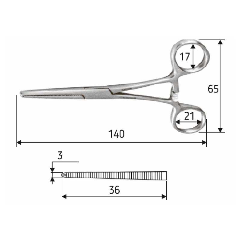 Затискач судинний (Кохер) 1:2 зубий прямий 16 см, J-17-402, Surgicon